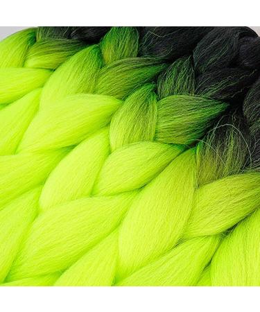 Ombre Jumbo Braiding Hair Fluorescent Green Extension 24 Inch Braiding Hair Extension for Women High Temperature Jumbo Braids for Twist Crochet Braiding Hair(B13) - Buy Online on GoSupps.com