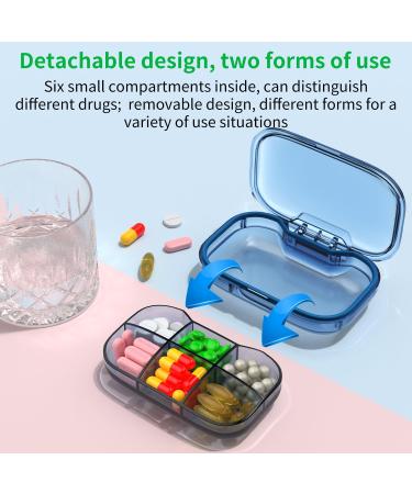 6 Compartment Travel Pill Box - Moisture Proof Organizer for Vitamins & Supplements - Portable Blue Pill Case for Pocket & Purse - Buy Online on GoSupps.com