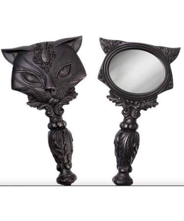 Black Sacred Cat Handheld Small Vanity Make-up Mirror 1.18L x 4.61W x 3.54H