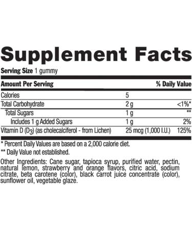 Country Life Vegan D3 Gummies - 25 mcg (1000 IU) - 60 Lemon, Strawberry & Orange Flavored Gummies - Buy Online on GoSupps.com