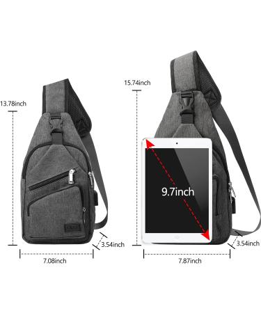 AMJ Sling Bag with USB Cable | Shoulder Backpack for Hiking, Camping | Medium Space Grey Crossbody Daypack - Buy Online on GoSupps.com