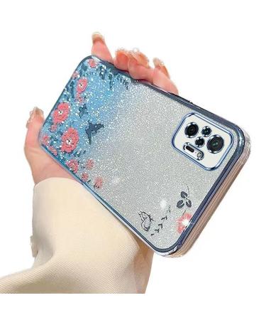 Tivenfezk nadoli glitter diamond case for xiaomi redmi note 12s sparkle flower butterfly cell phone cover soft gradient cover frame glossy silicone rhino etui protective cover xiaomi redmi grade 12s blue