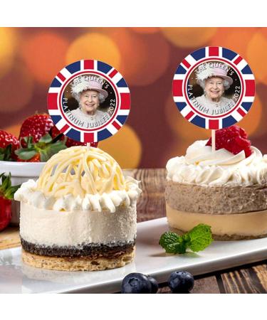 Zceplem British Flag Food Cupcake Picks Union Jack Flag Patriotic Decorations Cake Toppers - Food & Cupcake Picks for 2022 Queen's 70th Jubilee Queen Avatar - Buy Online on GoSupps.com