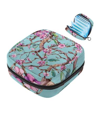 Women's binding bags cherry pink flowers flower women tampon storage bag tampon storage pocket zip pockets menstrual tied bags multi17