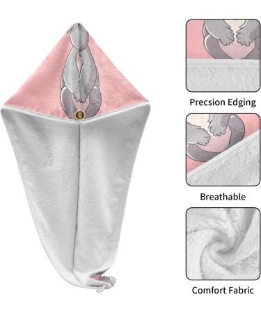 Grey Koala Pink Hair Towel 2 Pack | Super Absorbent Quick Dry Hair Turbans for Women & Girls - Buy Online on GoSupps.com