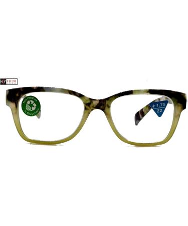 Aya Premium Reading Glasses | High-End Fashion Readers +1.25 to +4 Magnifiers | Square Green & Black Tortoise Optical Frame | Shop Internationally - Buy Online on GoSupps.com