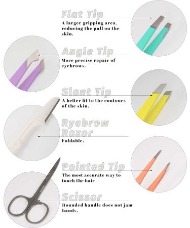7-in-1 Eyebrow Tweezers Set with Travel Case - Precision Tweezers for Women - Includes Curved Scissor, Eyebrow Razor, and Ingrown Hair Removal - Facial Hair Grooming Kit - Buy Online on GoSupps.com