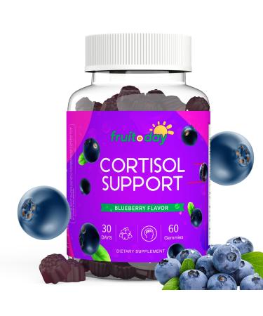 Fruitoday Cortisol Support Gummies for Daily Calm Magnesium Glycinate with Vitamin D3, B6, Potassium, and Calcium Blueberry Flavor, 60 Count