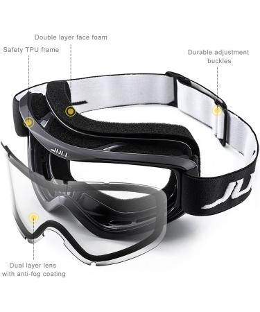 Juli Ski Goggles - Black Frame with Clear Lens (VLT 83%) for Men and Women - Ideal for Snowboarding, Skiing, Snowmobiling, and Skating - Adults - Buy Online on GoSupps.com