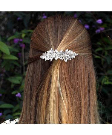 HINZIC Rhinestone Flower Hair Clips - Crystal Pearl French Barrettes for Women Girls Wedding - Silver Bridal Hair Accessories (2Pcs) - Buy Online on GoSupps.com