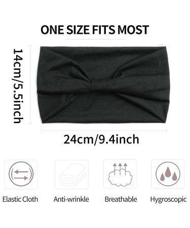 Generse Boho Elastic Wide Hair Bands - Knotted Yoga Turban Headscarves for Women & Girls (3 Pieces - Black) | Stylish & Comfortable - Buy Online on GoSupps.com