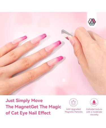 SAVILAND Cat Eye Gel Nail Polish Castor Oil Vitamin E: Double Flashes Effect Cateye Gel Polish Soak Off U V LED Cateye Magnet for Nails Magnetic Gel Nail Polish Nail Art Magnet Home DIY Nail Salon Pink - Buy Online on GoSupps.com
