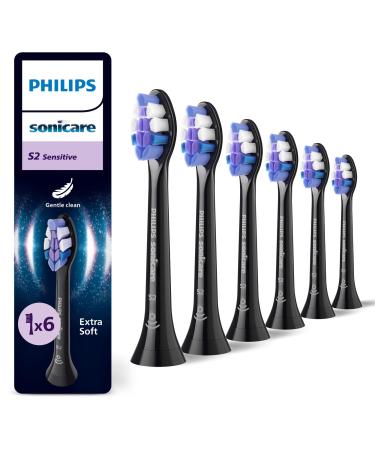 Philips Consumer Philips Sonicare S2 Sensitive Original Replacement Brush Heads Black Set of 6 HX605688