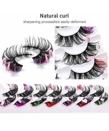 Buy Uranian Colored Faux Mink Lashes | Dramatic D Curl Russian Strip Eyelashes for Halloween - Long & Fluffy - Buy Online on GoSupps.com