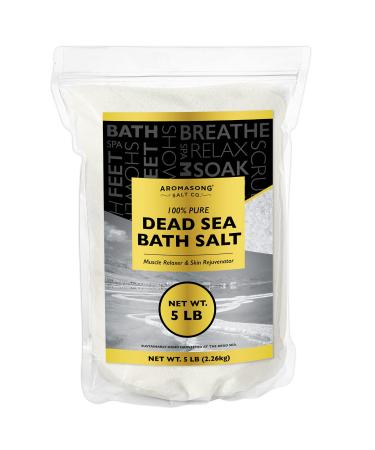 Dead Sea Salt - Mineral Spa Bath Salts - 5 LB Fine Grain Large Bulk Resealable Pack - 100% Pure & Natural - Used for Body wash Scrub - Soak for Women & Men for Skin Issues and to Relax Tired Muscles Unscented 5 Pound (Pack