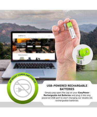 Survival Frog EasyPower USB AA Rechargeable Batteries - 1.2V 1450 mAh Long Lasting AA Batteries - 4 Pack USB Rechargeable Batteries for Eco-Friendly Power - Buy Online on GoSupps.com