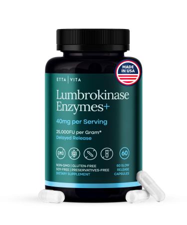 Potent Lumbrokinase Supplement 40mg/Serving (Max Activity - 800 000 Units) - Lumbrokinase Enzymes Capsules for Energy Support Digestion Detox Cognition & Gut Health - Similar to Nattokinase