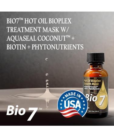 BIO7 Hot Oil Bioplex Treatment Mask with Aquaseal Coconut & Biotin - 1 Fl Oz | Strengthen & Repair Hair Naturally - Moisture Shine & Softness - Plant Powered Formula by Natures - Buy Online on GoSupps.com