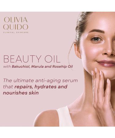 OLIVIA QUIDO Clinical Skin Care Beauty Oil - Anti-Aging Serum with Bakuchiol Marula & Rose Hip Oil for Brightening Repairing and Hydrating Skin - Acne Prevention - Buy Online on GoSupps.com