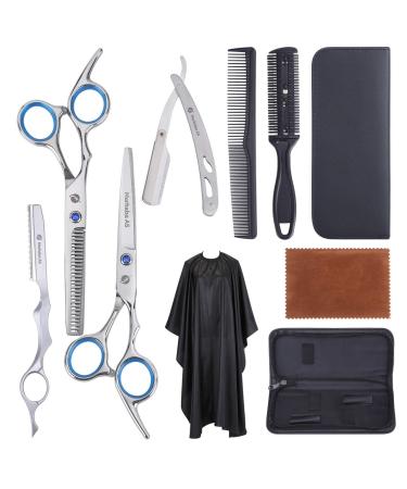 Marhaba AS Hair Cutting Scissors Kit - Professional 10 Piece Barber Scissors Set with Hair scissors Thinning Shears for Hair Cutting Stainless Steel Barber Scissors for Men & Women with Cape and Razor