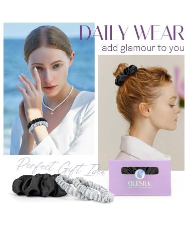 100% Silk Hair Ties Set - Osilk Small Scrunchies & Elastic Bands - 3 Black Hair Accessories for Braiding & Styling - Buy Online on GoSupps.com