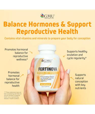 GMU GLOBAL MEDICS USA - Fertinova - Premium Preconception Vitamins & Pregnancy Support Prenatal Vitamins for Women Fertility Supplements for Women Needed Prenatal Choline Supplements - 90 Capsules - Buy Online on GoSupps.com