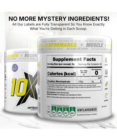 10X Athletic Creatine Unflavored 300g 60 servings - Buy Online on GoSupps.com