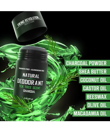 Viking Revolution Tea Tree Deodorant for Men - Natural Deodorant for Men Charcoal Deodorant Men with Shea Butter Coconut Oil Baking Soda Beeswax - Mens Deodorant Aluminum Free (3oz) Tea Tree 3 Ounce (Pack of 1) - Buy Online on GoSupps.com