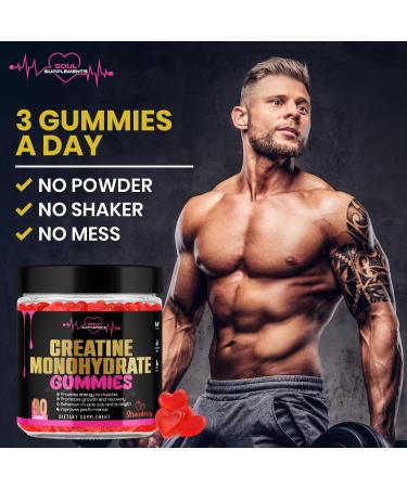 Creatine Monohydrate Gummies - Vegan Muscle Recovery & Strength Supplement - 90 Ct Gluten Free Non-GMO - 30 Servings for Men & Women - Buy Online on GoSupps.com