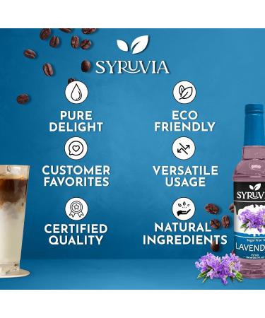 Syruvia Sugar-Free Lavender Syrup (25.4 fl oz) - Delicate Floral Bliss with Zero Added Sugar Kosher Gluten-Free Perfect for Enhancing Beverages Desserts and Culinary Creations - Buy Online on GoSupps.com