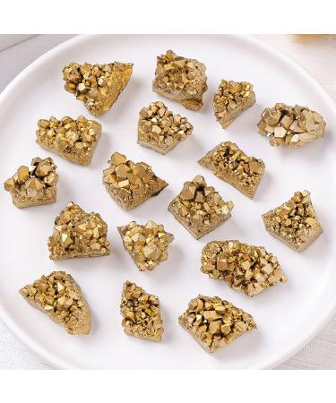 Raw Crystals - Electroplated Golden Crystal Stone Mineral Specimen Natural Gemstone Ornament for Collection Meditation Home Decor Crafts - Buy Online on GoSupps.com