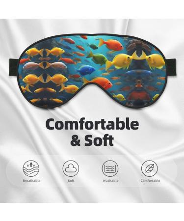 Colorful Fishes Print Unisex Sleep Eye Mask | Soft Comfort Eye Shade for Travel Yoga & Shift Work - Buy Online on GoSupps.com