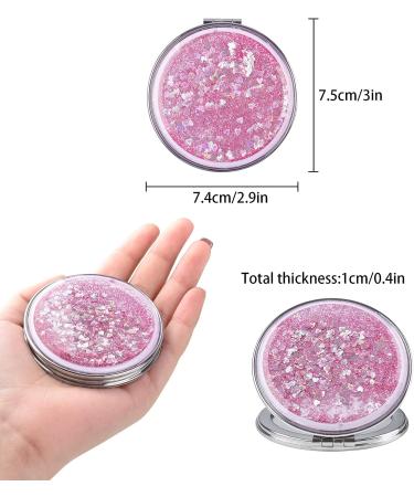 JIABEIUS Compact Mirror Magnifier - Quicksand Pink | Portable Folding Mirror for Purses - Buy Online on GoSupps.com