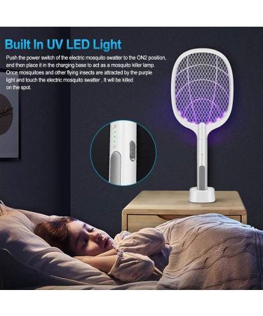 Electric Fly Swatter USB Rechargeable Racket Mosquito Lamp with Charging Base Home and Outdoor Mosquito Insect Killer for Mosquitoes Flies Bees Moths Bats (2PCS) - Buy Online on GoSupps.com