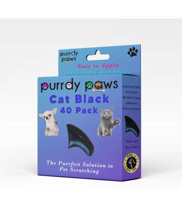 Purrdy Paws 40-Pack Soft Nail Caps for Cat Claws Black Kitten