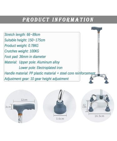 Canes Adjustable Lightweight 4-Legged Base Portable Crutches Walker The Elderly Crutches Lightweight Professional Walking Sticks It's so Kind of You powerfully Prosperous - Buy Online on GoSupps.com