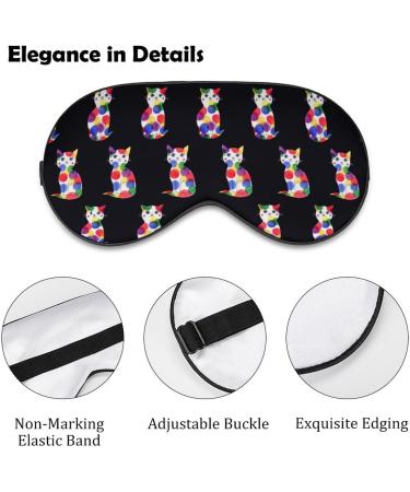 Cat Pattern Sleep Mask Eye Cover - Adjustable Strap, Blocks Light for Night Sleep, Travel, Nap - Men Women - Buy Online on GoSupps.com
