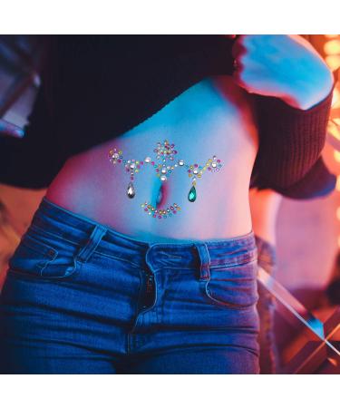 Duufin 12 Sets Rave Jewels - Mermaid Face Gems & Crystal Tears Temporary Tattoos for Festival Party - Buy Online on GoSupps.com