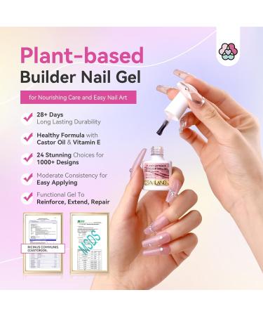 Saviland Builder Nail Gel Kit - 24 Colors with Castor Oil & Vitamin E for Strong, Beautiful Nails | Hard Gel Nail Extension Builder Gels for Home Use - Buy Online on GoSupps.com