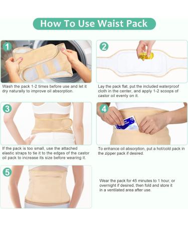 Organic Castor Oil Pack Set for Liver Detox & Thyroid Support | Reusable Cotton Flannel Compresses | 5-Pack for Stomach Waist & Neck Relief - Buy Online on GoSupps.com
