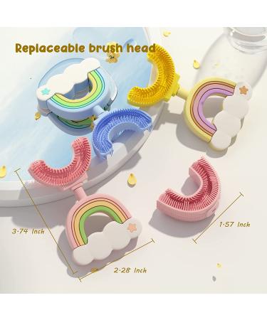 Kids U-Shaped Toothbrush with Soft Silicone Head | 360 Cleaning for Ages 6-12 | Yellow Rainbow Design - Buy Online on GoSupps.com