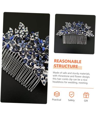 PLAFOPE Dark Blue Hair Comb Bride Hair Comb Wedding Hair Accessories for Brides Bride Headpieces for Wedding Bridal Headdress Headdresses for Women Floral Hair Comb Wedding Hair Comb - Buy Online on GoSupps.com