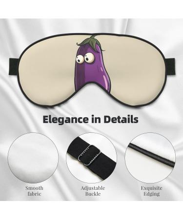 Cartoon Eggplant Print Unisex Sleep Mask - Double-Sided Eye Mask for Sound Sleep & Skin Care - Black - Buy Online on GoSupps.com