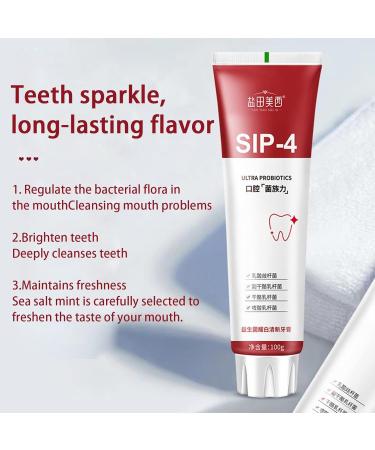 SIP-4 Toothpaste Probiotic Toothpaste Probiotic Whitening Agent Refreshing Whitening Toothpaste for Adults Toothpaste for Whitening Teeth Anti-Stain Toothpaste  - Buy Online on GoSupps.com