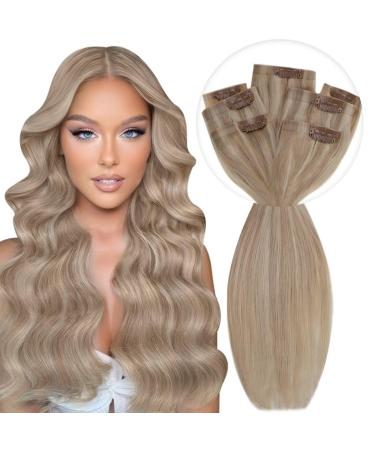 Vivien clip in Extensions real hair blonde extensions clip in real hair ashblond with bleaching blonde real hair extensions clip in hair extension #18/613 50cm 140g/7pcs 20 inch-140g-clip-PU 1-1 CP #18/613