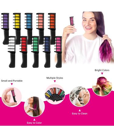 Set of 10 Hair Chalks for Girls Hair Chalk for Children Hair Chalk for Dark Hair for 4 Years to 10 Years Girls Children Gift DIY Cosplay Carnival Christmas Valentine's Day Birthday Parties - Buy Online on GoSupps.com