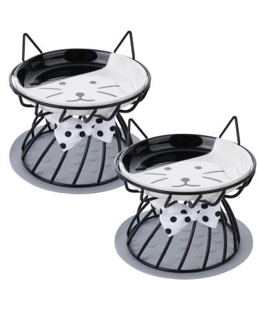 Dorakitten 2Pcs Elevated Cat Bowls with Non-Slip Mat Protects Cat's Spine Anti-Vomiting Raised Cat Food Plates with Cute Cat Ear Stand Shallow & Wide Ceramic Cat Dishes to Prevent Whisker Fatigue - Buy Online on GoSupps.com