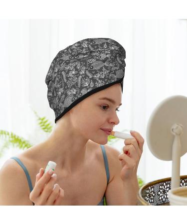 Ocean Fishes Microfiber Hair Towel | Super Absorbent Coral Velvet Wrap for Long Curly & Thick Hair - Quick Dry Solution for Women - Buy Online on GoSupps.com