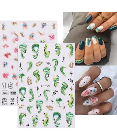 jmeowio JMEOWIO 10 Sheets Marble French Tip Nail Art Stickers Decals Self-Adhesive Leaves Nail Supplies Nail Art Design Decoration Accessories - Buy Online on GoSupps.com