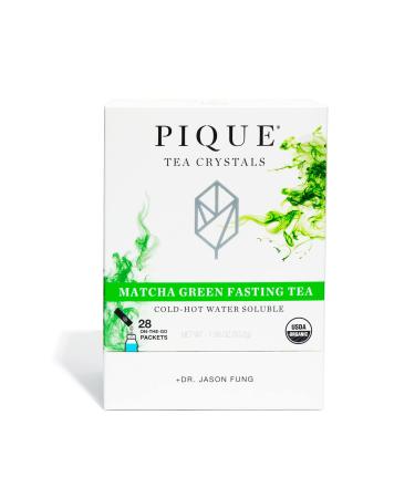 Pique Organic Matcha Fasting Tea Crystals - Support Healthy Metabolism, Calm Energy - 28 Single Serve Sticks (Pack of 1) Matcha 28 Count (Pack of 1)